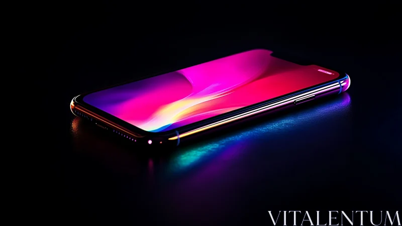 Premium smartphone with polychromatic oled gradient display illumination.