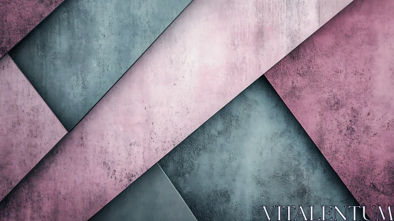 Diagonal concrete panels reveal layered pastel surface textures