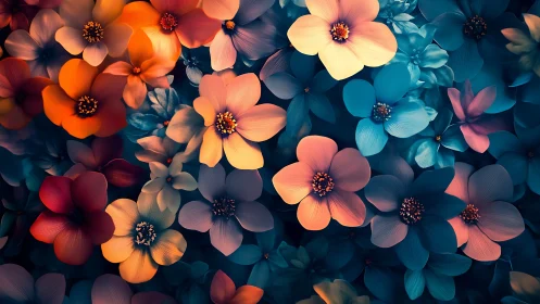 Vibrant Floral Symphony in Digital Bloom