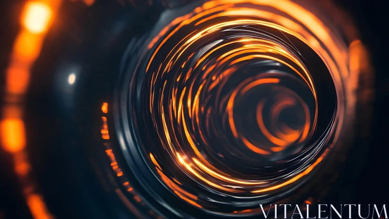 Futuristic Glowing Tunnel with Swirling Orange Light Effects.