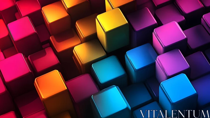 Colorful stacked cubes glowing with playful urban energy.