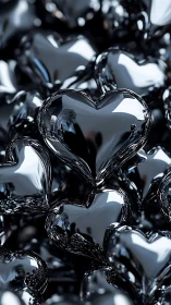 Glossy Glass Hearts in Monochromatic Arrangement