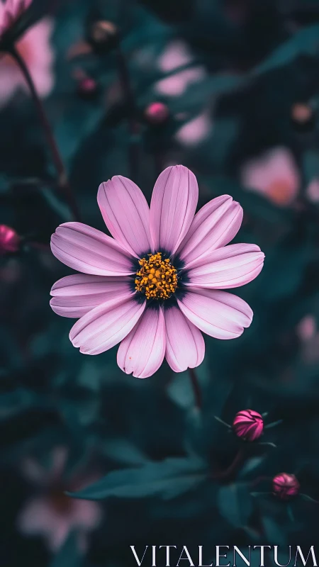 Pink Cosmos Flower in Full Bloom