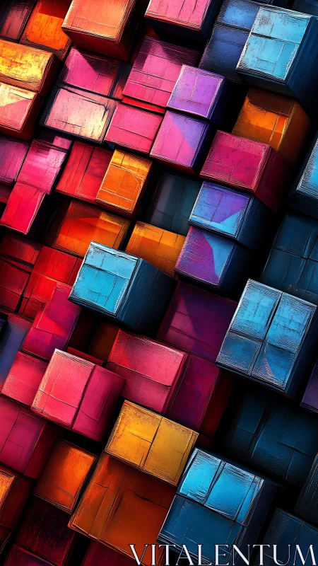 Geometric grid of vivid stacked cubes in deep perspective.