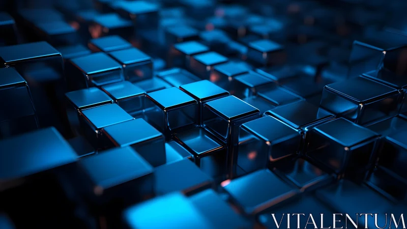 Gleaming blue cubes invite you into a calm digital landscape