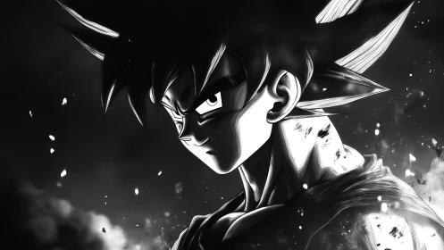 Brooding anime warrior ready to rise from the shadows.