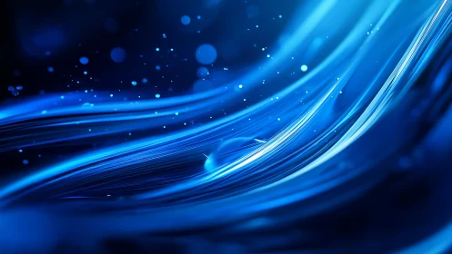 Glowing blue waves drift softly through a starry digital sea