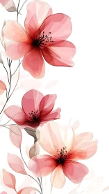 Translucent Petals in Gradient Blush: Modern Floral Illustration.