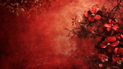 Deep Crimson Flora Against Weathered Textured Surface