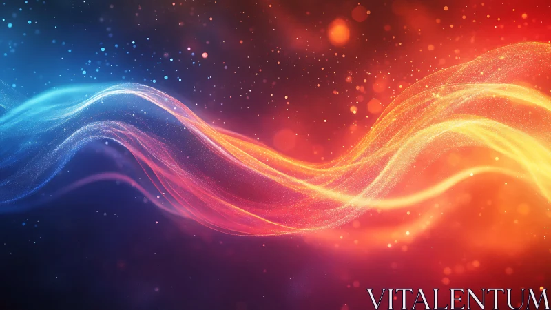 Dual luminous energy waves intertwine across a bokeh field