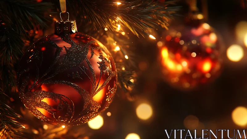 Glowing red baubles whisper warm stories into winter dusk