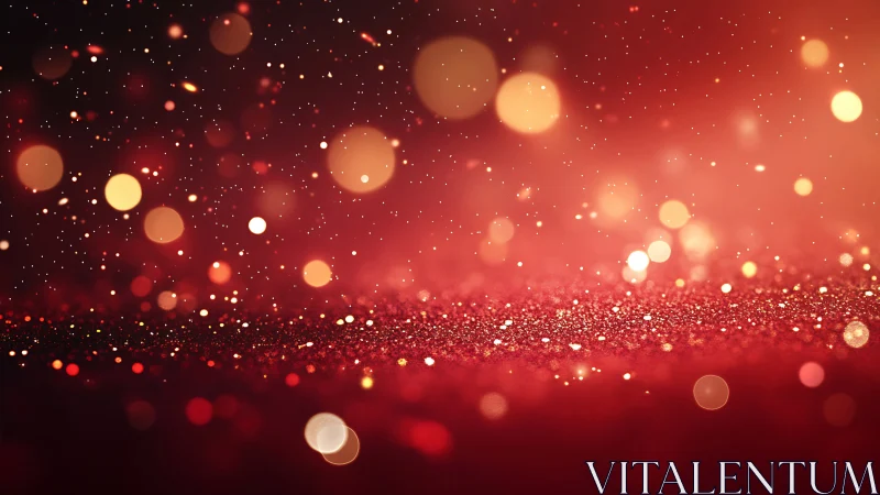 Crimson stardust drifts through glowing bokeh nightfall.