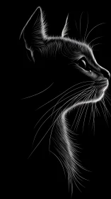 High Contrast Feline Profile Portrait in Monochrome