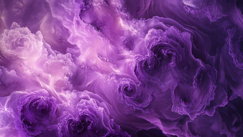 Volumetric violet fractal clouds form swirling turbulent clusters
