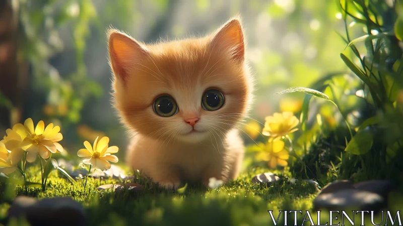 Juvenile Felid with Optical Enhancement in Horticultural Setting.