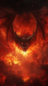 Fiery dragon spirit rising from swirling volcanic flames.