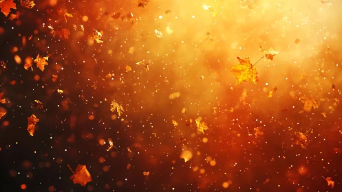 Dancing Autumn Leaves in Golden Luminescence.