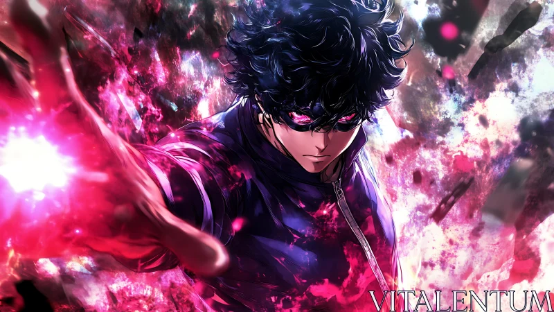 Anime mage unleashes pink energy blast with dynamic foreshortening