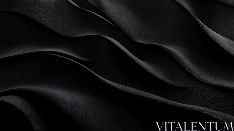 Curved black textile folds form parallel diagonal ribbons