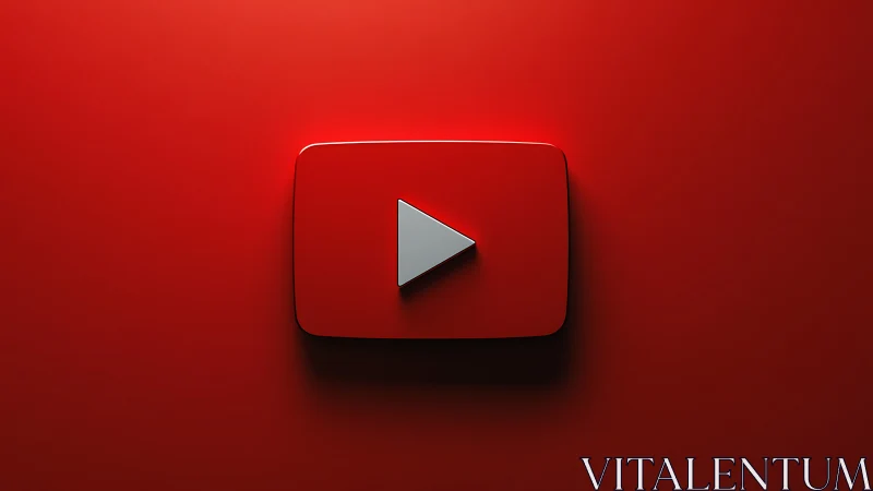 Red Button Interface with Play Symbol on Gradient Field.