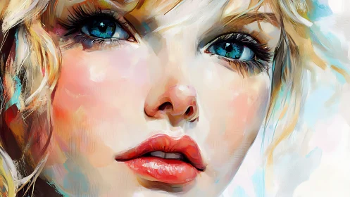 Radiant blue eyed portrait bathed in soft dreamy color.