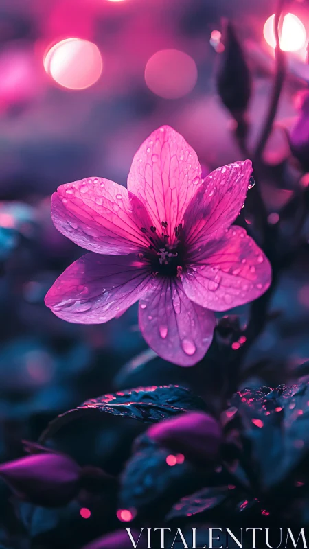 Neon Petal Dreams: Glowing Flower Defies Twilight