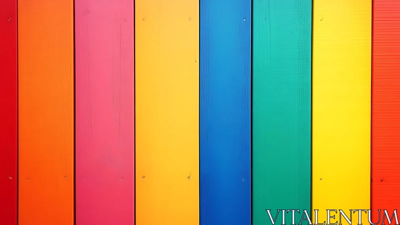 Chromatic wooden planks in vertically aligned spectral bands.