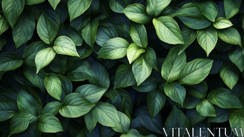 Lush green leaves layered in a soothing natural embrace.