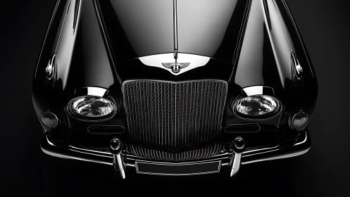 Gloss black classic Bentley front fascia under controlled studio lighting