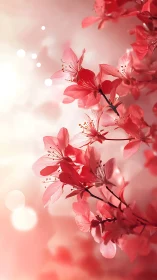 Red Azaleas Bloom with Soft Bokeh in Pink Haze