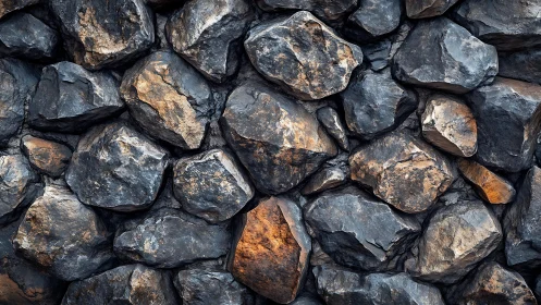 Rough natural stone wall texture with earthy tones, close-up view.