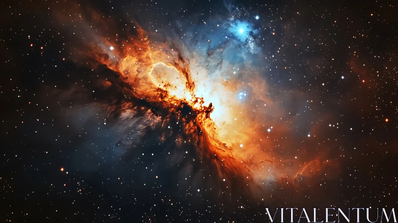 Stellar nebula formation with bright core and scattered stars.