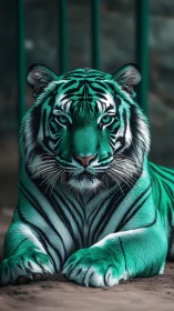 Calm emerald tiger resting with quiet, confident grace.