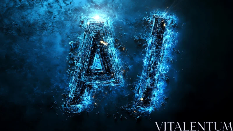 Neon Storm AI Letters Erupting From Deep Electric Night.