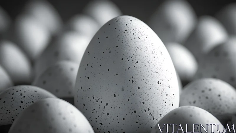 Single speckled egg in shallow depth of field macro focus