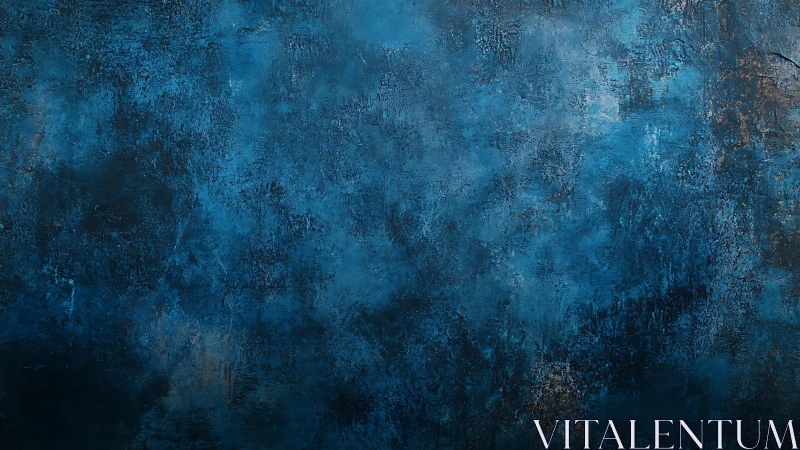 Textured cobalt abstract wall with layered grunge patina.