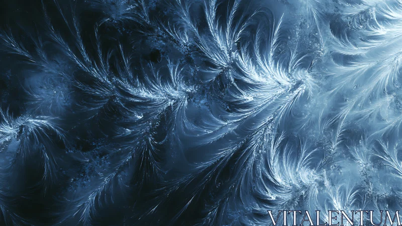 Glacial fractal plumes in luminous blue crystalline currents.