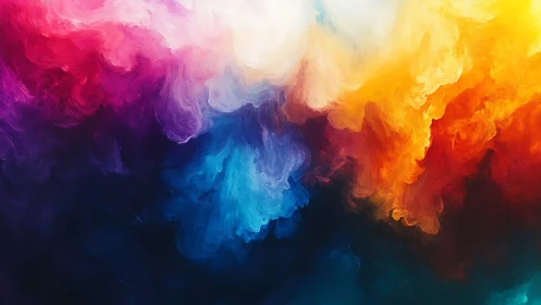 Vibrant swirling clouds of multicolored abstract paint.