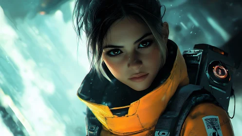 Stormlit pilot studies the void with ember-bright resolve