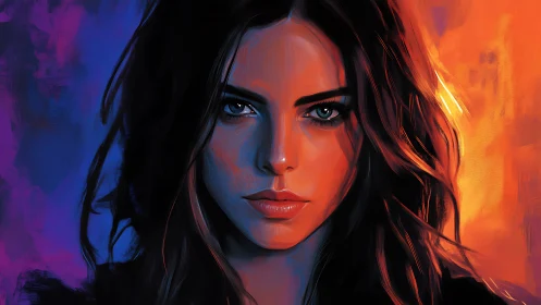 Dual-toned digital portrait with intense cinematic lighting.