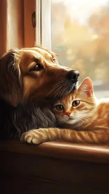 Golden Companions by the Window Light.