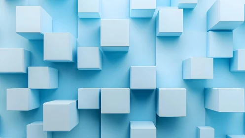 Light blue 3D cubes extend from a smooth blue background