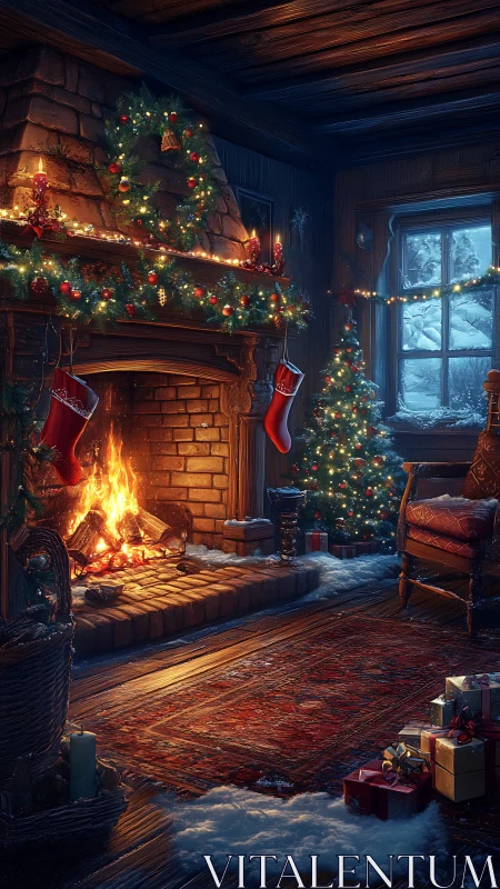 Glowing holiday hearth welcomes winter with warm, gentle light