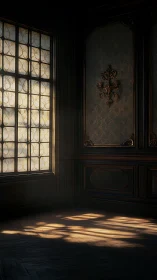 Sunlit lacework drifts across a brooding vintage parlor floor