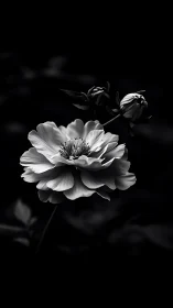 Blooming Grace: A Peony's Quiet Beauty in Monochrome