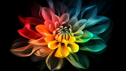 Radiant multicolor flower bloom in luminous digital motion.