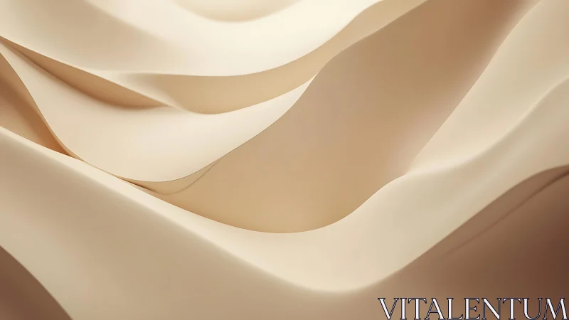 Soft Beige Abstract Waves in Minimalist 3D Digital Art Style.