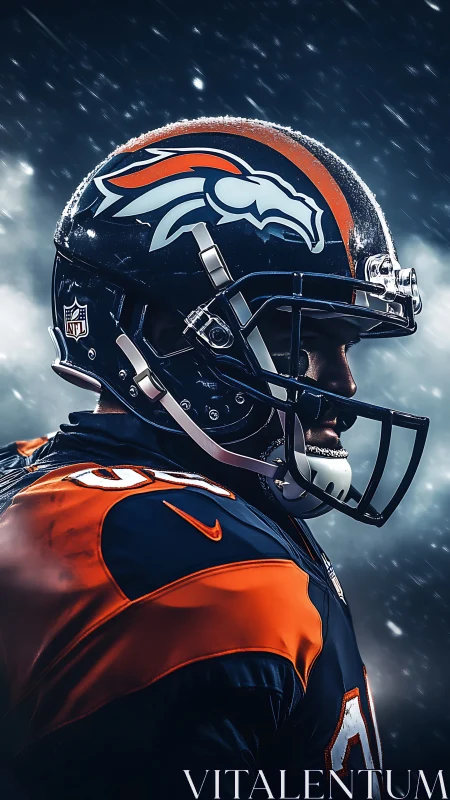 Side profile of football player in Broncos uniform.