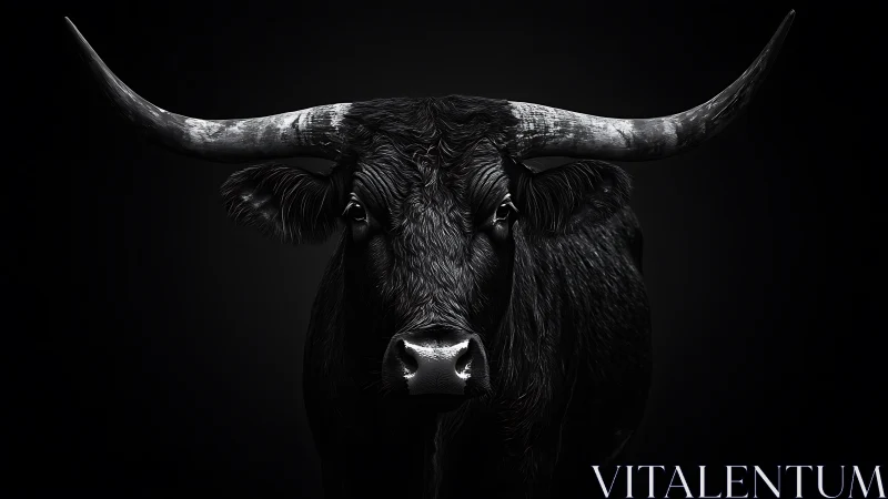 Midnight horned titan stares down the shadows of silence.