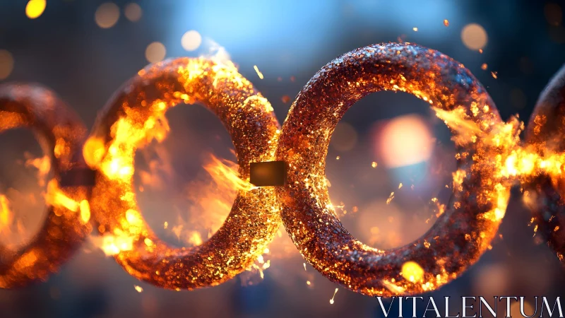 Fiery Metal Chain Links in Dramatic Close-Up Fantasy Style.